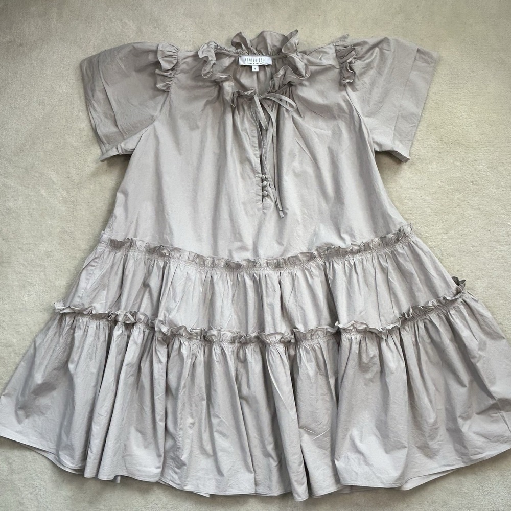 Hunter Bell Merritt Dress Tiered Ruffle Mini Womens Small Preppy